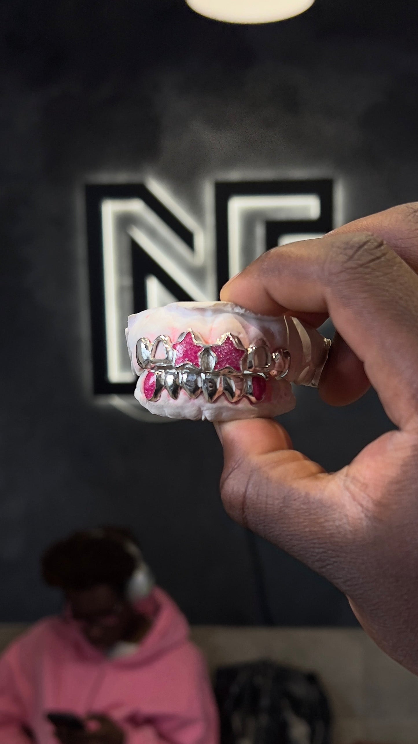 6 on 6 Pink Star Enamel Grillz