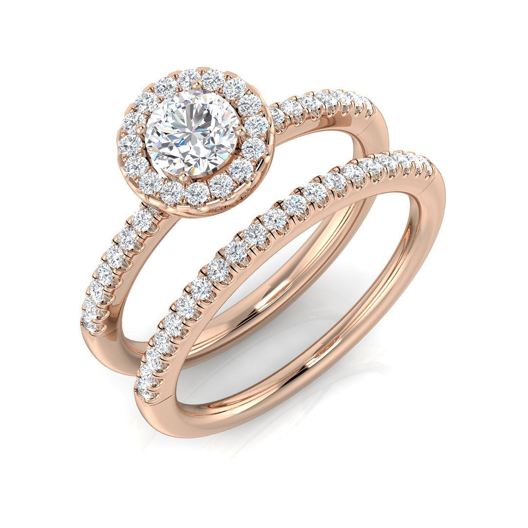 Halo Diamond Ring 0.11ct–0.58ct – BJR0166 – 18k Rose Gold