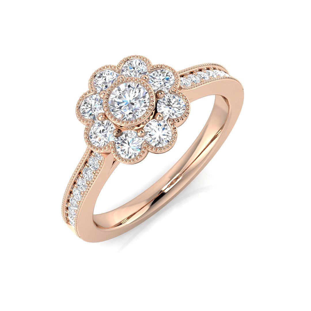 Cluster Diamond Ring 0.71ct–0.78ct – BJR0398 – 18k Rose Gold