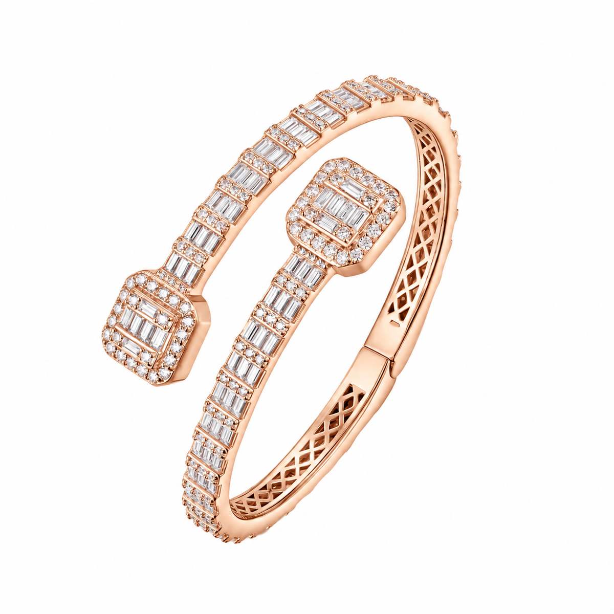 Sterling Silver Iced Out Baguette Moissanite Bangle