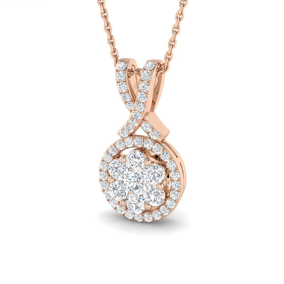 Drop & Trilogy Diamond Ring 0.41ct–0.62ct – DNP210 – 18k Rose Gold
