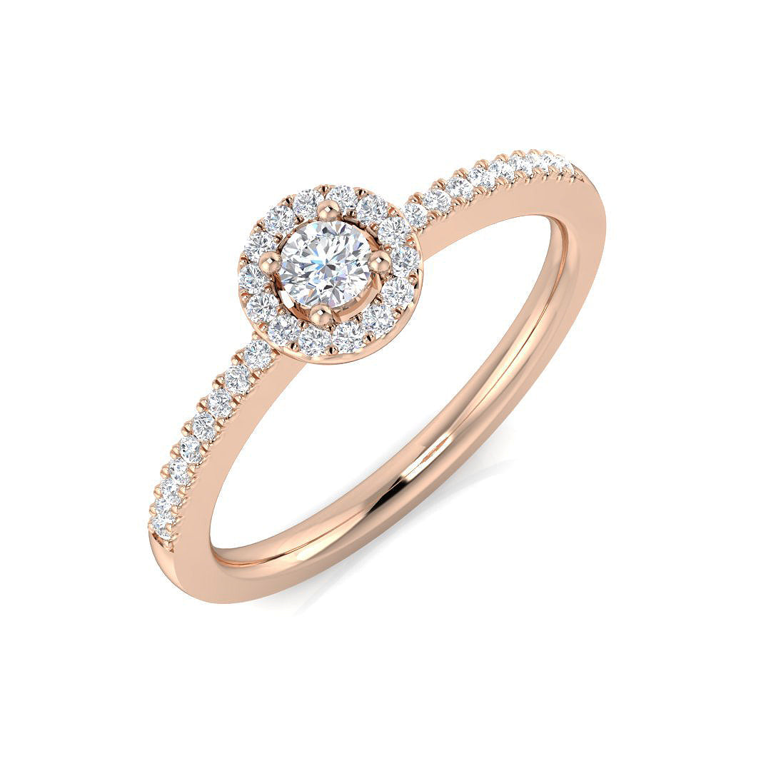 Halo Diamond Ring 0.24ct – DNR0774 – 18k Rose Gold
