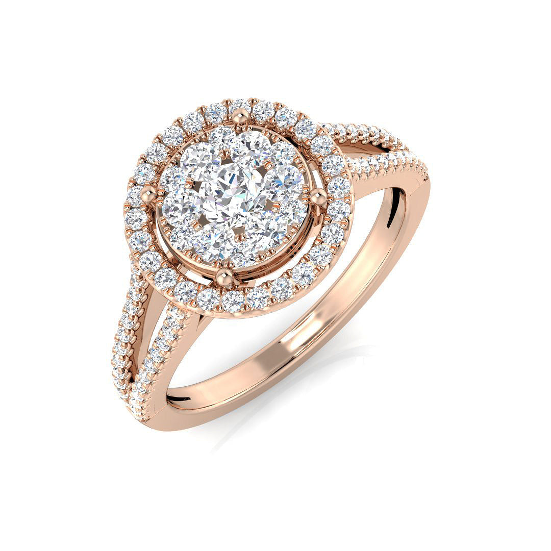 Cluster Diamond Ring 0.62ct – DNR0973 – 18k Rose Gold