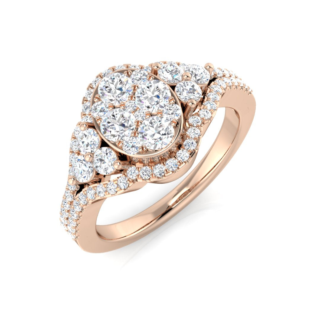 Cluster Diamond Ring 0.78ct – DNR0986 – 18k Rose Gold