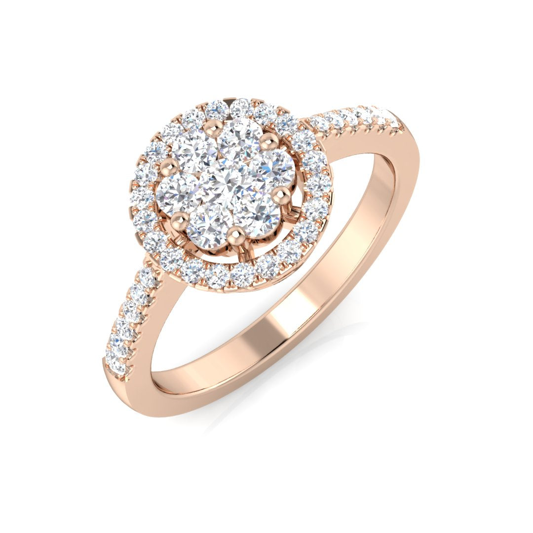 Cluster Diamond Ring 0.45ct – DNR232 – 18k Rose Gold