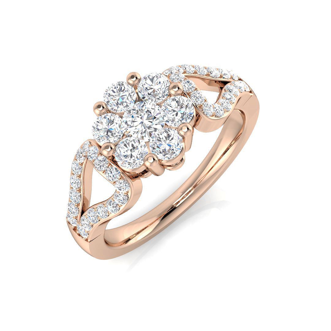 Cluster Diamond Ring 0.76ct – DNR442 – 18k Rose Gold