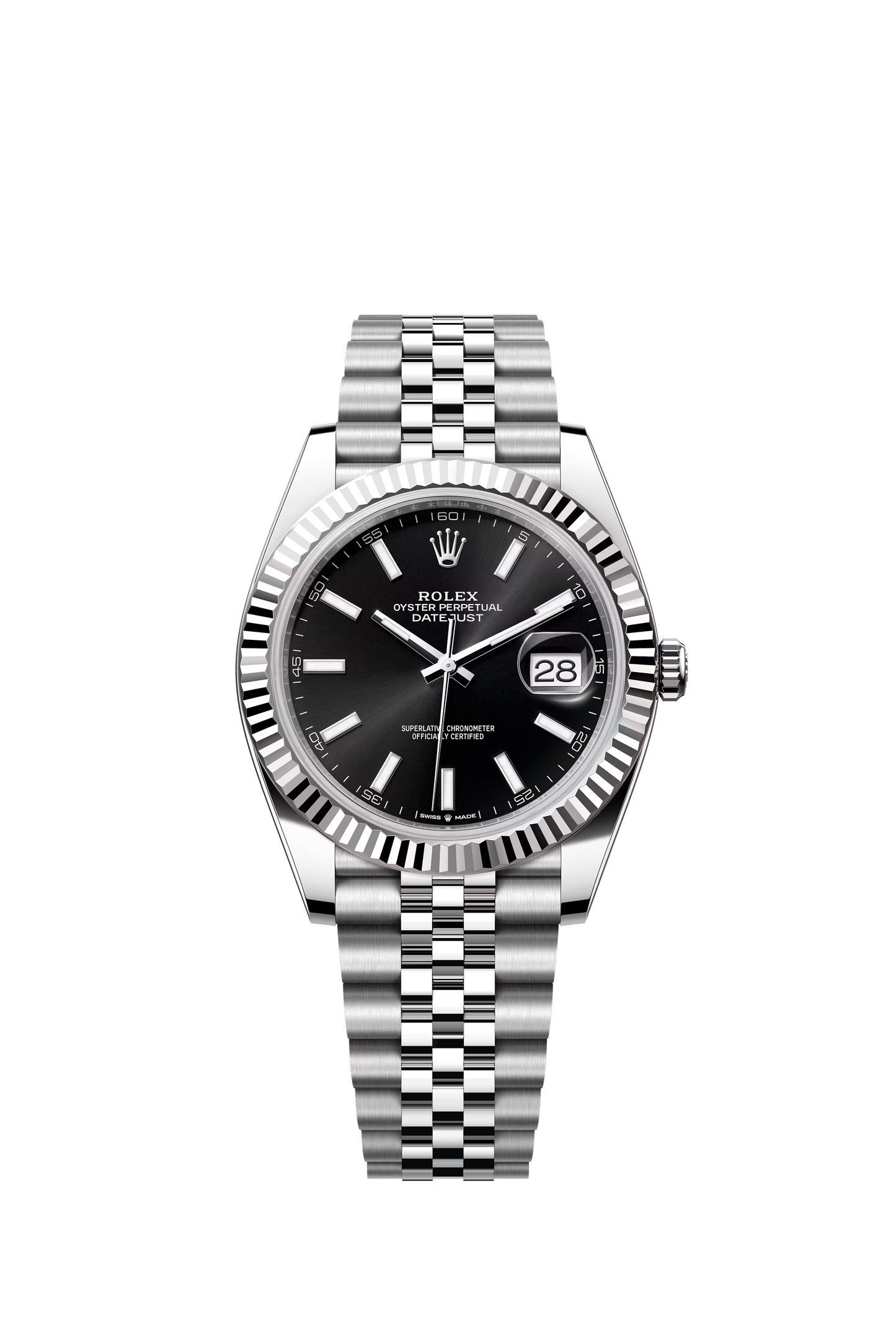 Rolex Datejust 41 126334 — Black Baton Dial, Jubilee