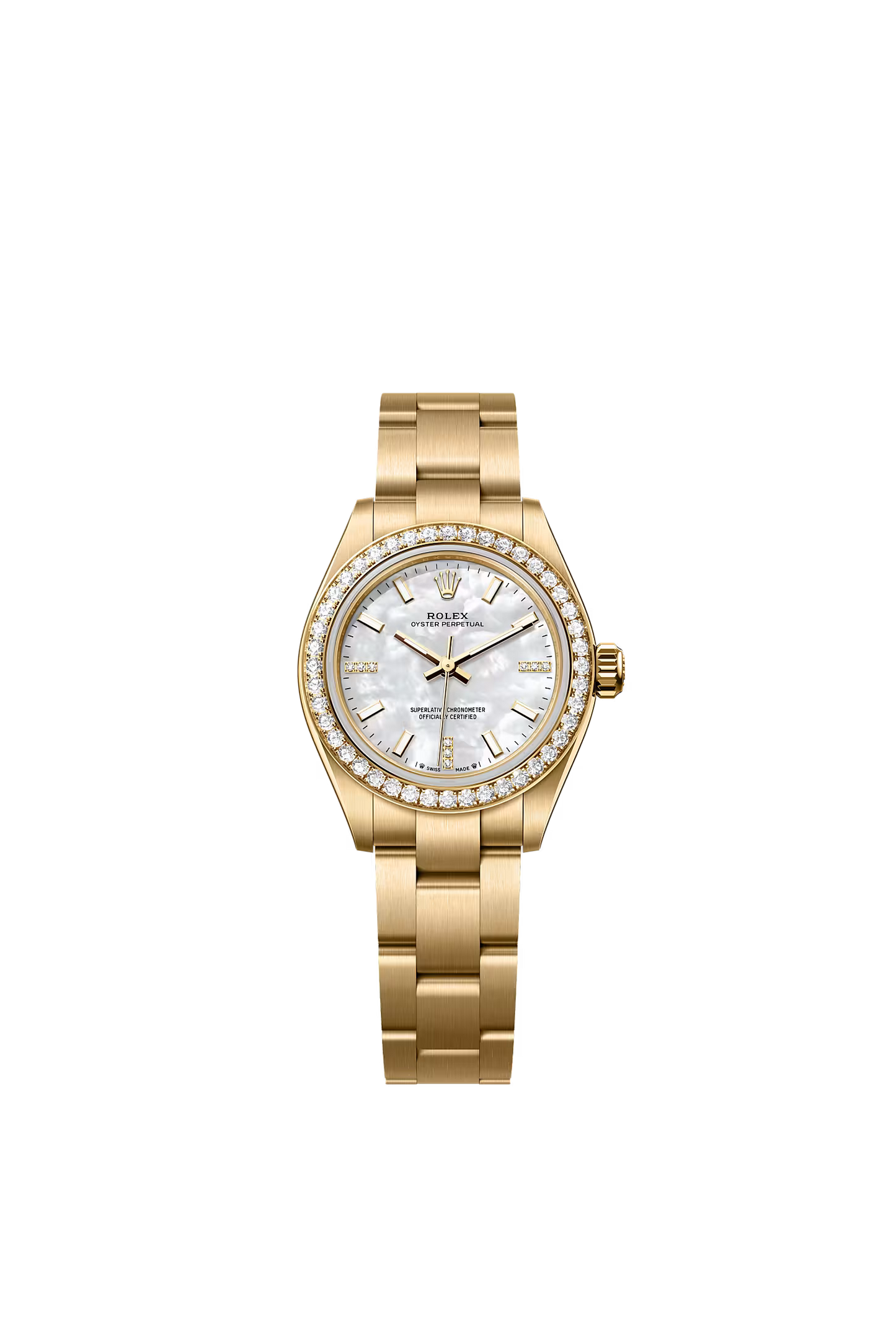 Rolex Oyster Perpetual 28 276248RBR — Yellow Gold, White MOP Diamond Dial