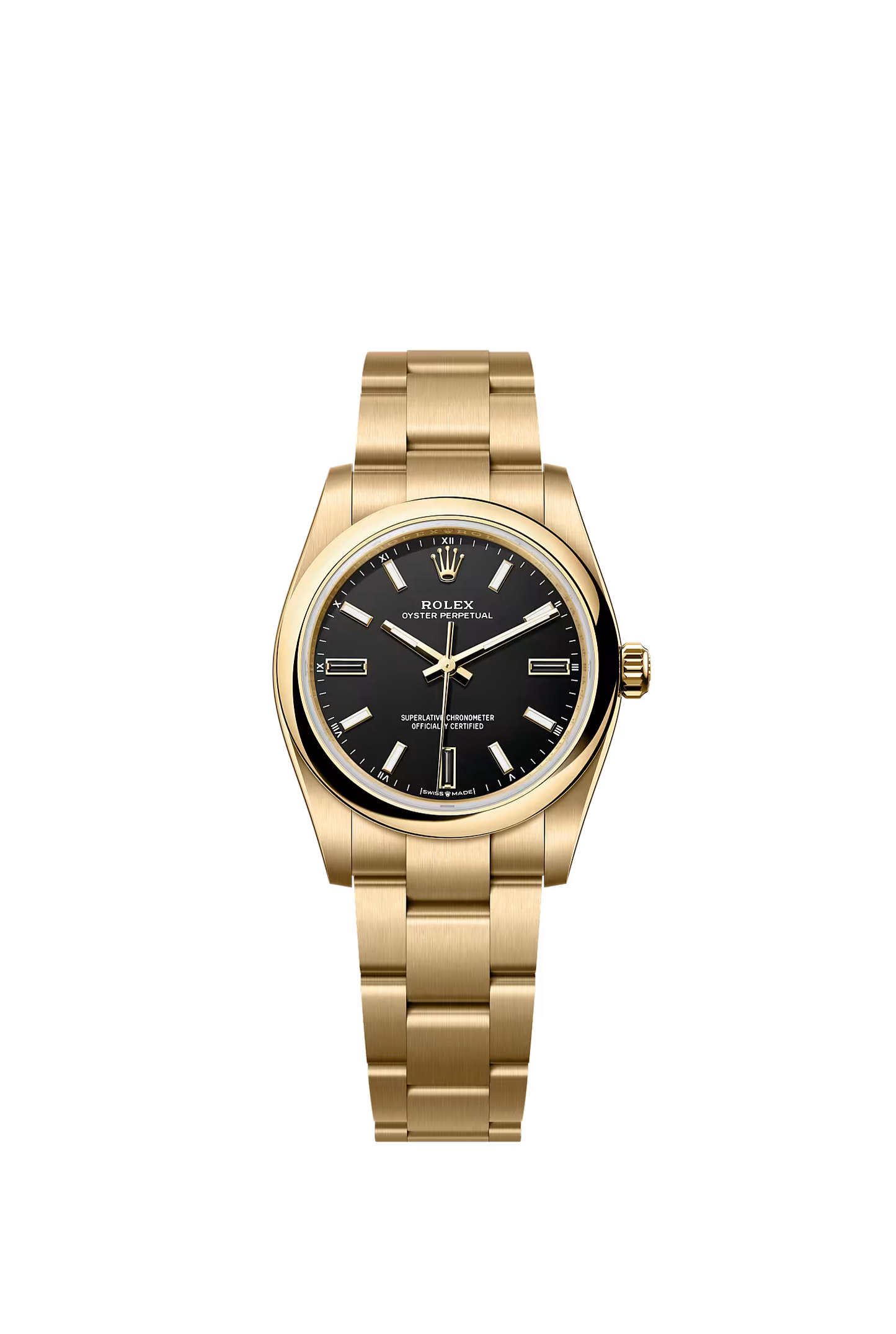 Rolex Oyster Perpetual 34 124208 — 18ct Yellow Gold, Black Dial