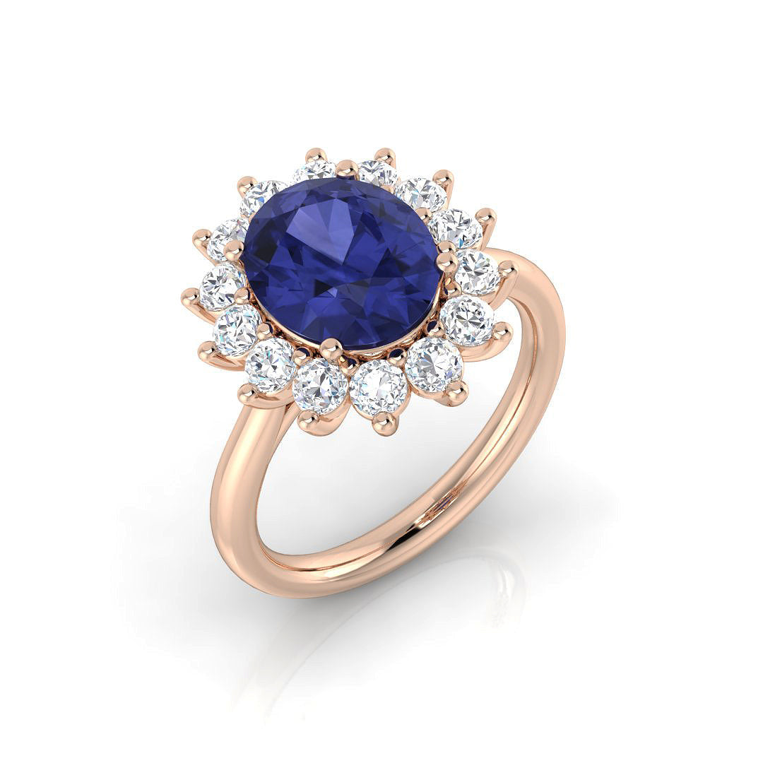 Tanzanite Diamond Ring 2.36ct–3.82ct – SL8825~TZ – 18k Rose Gold