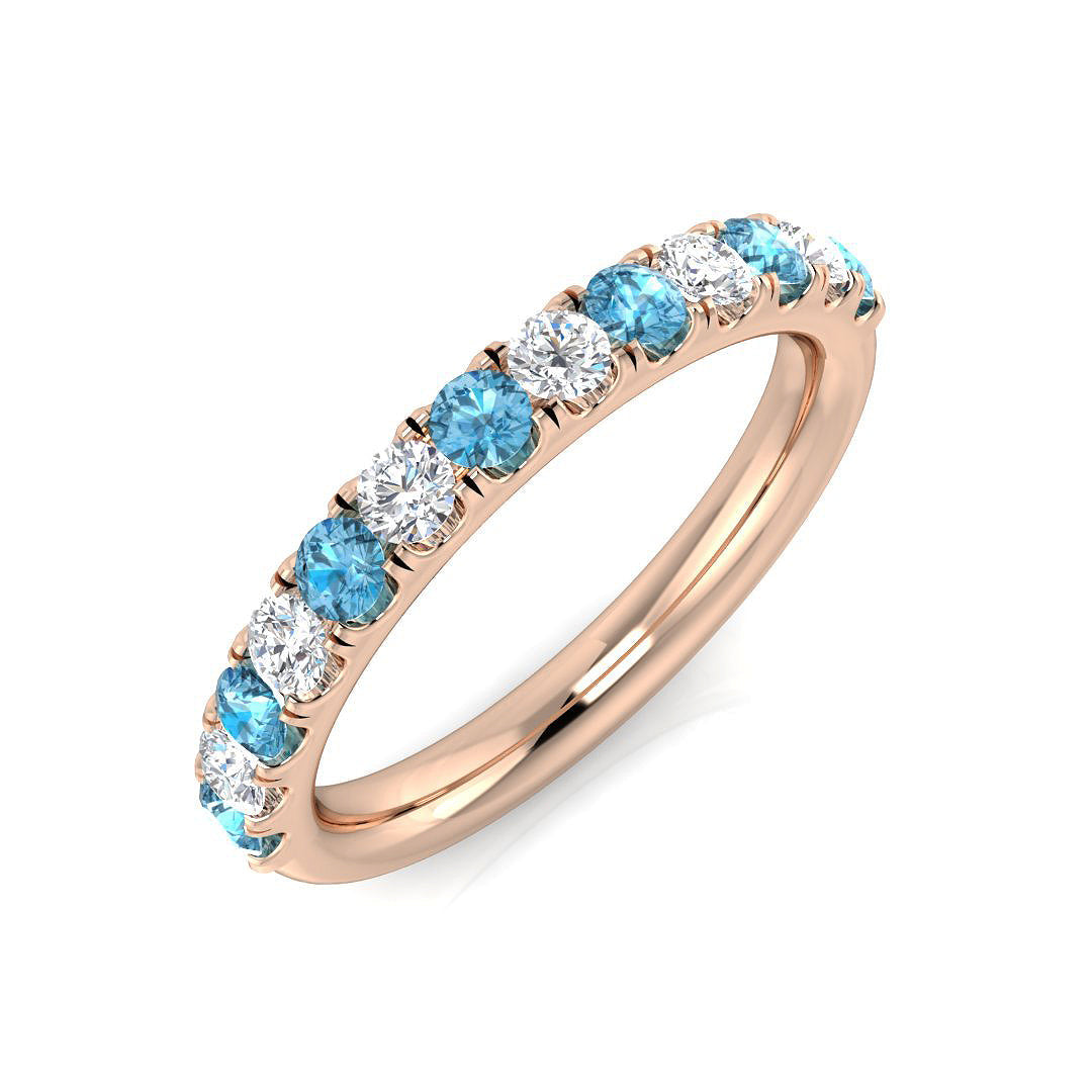 Blue Topaz Diamond Ring 0.65ct – SL9586 – 18k Rose Gold