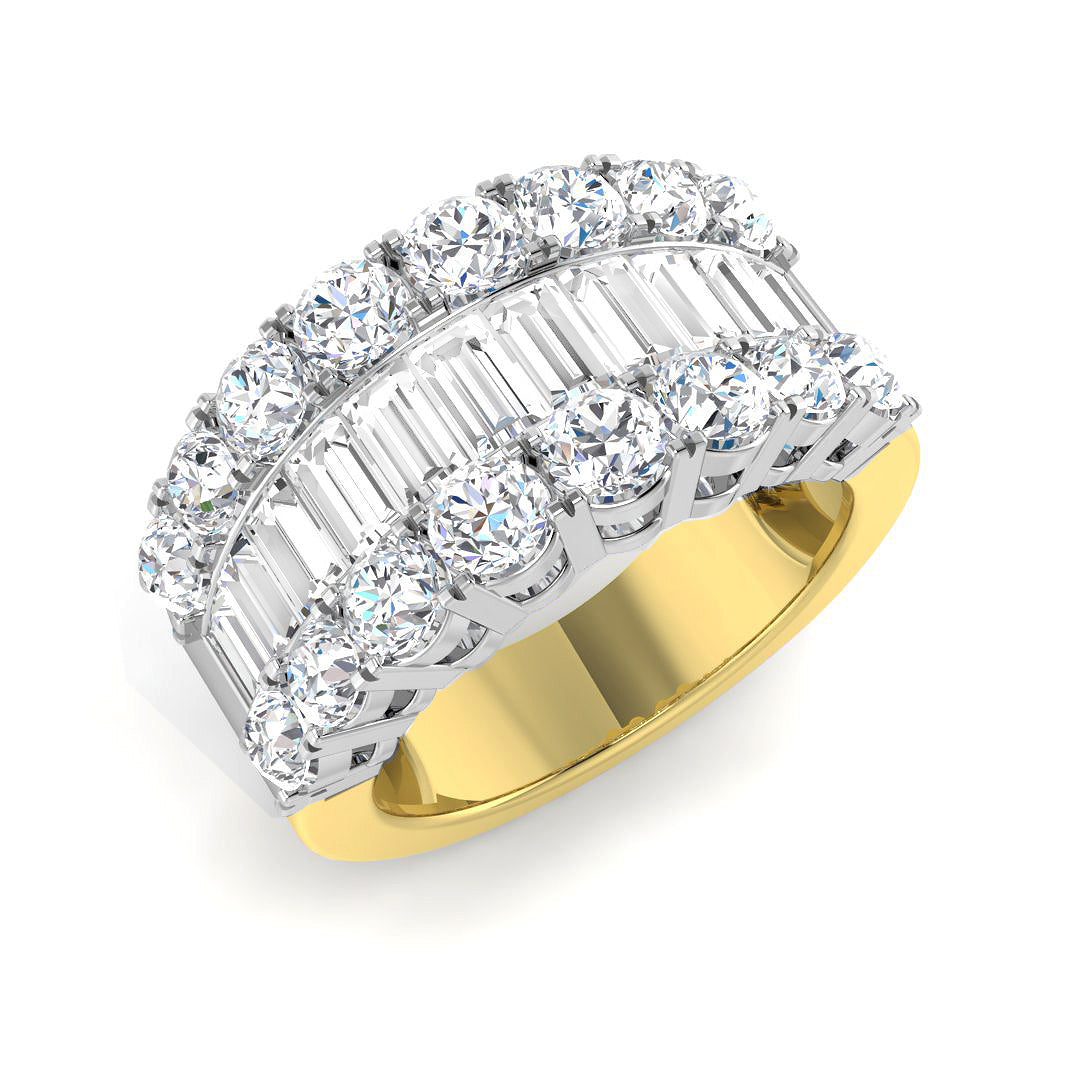 Baguette & Brilliant Diamond Ring 1.16ct–3.32ct – SL4183 – Two Tone Gold