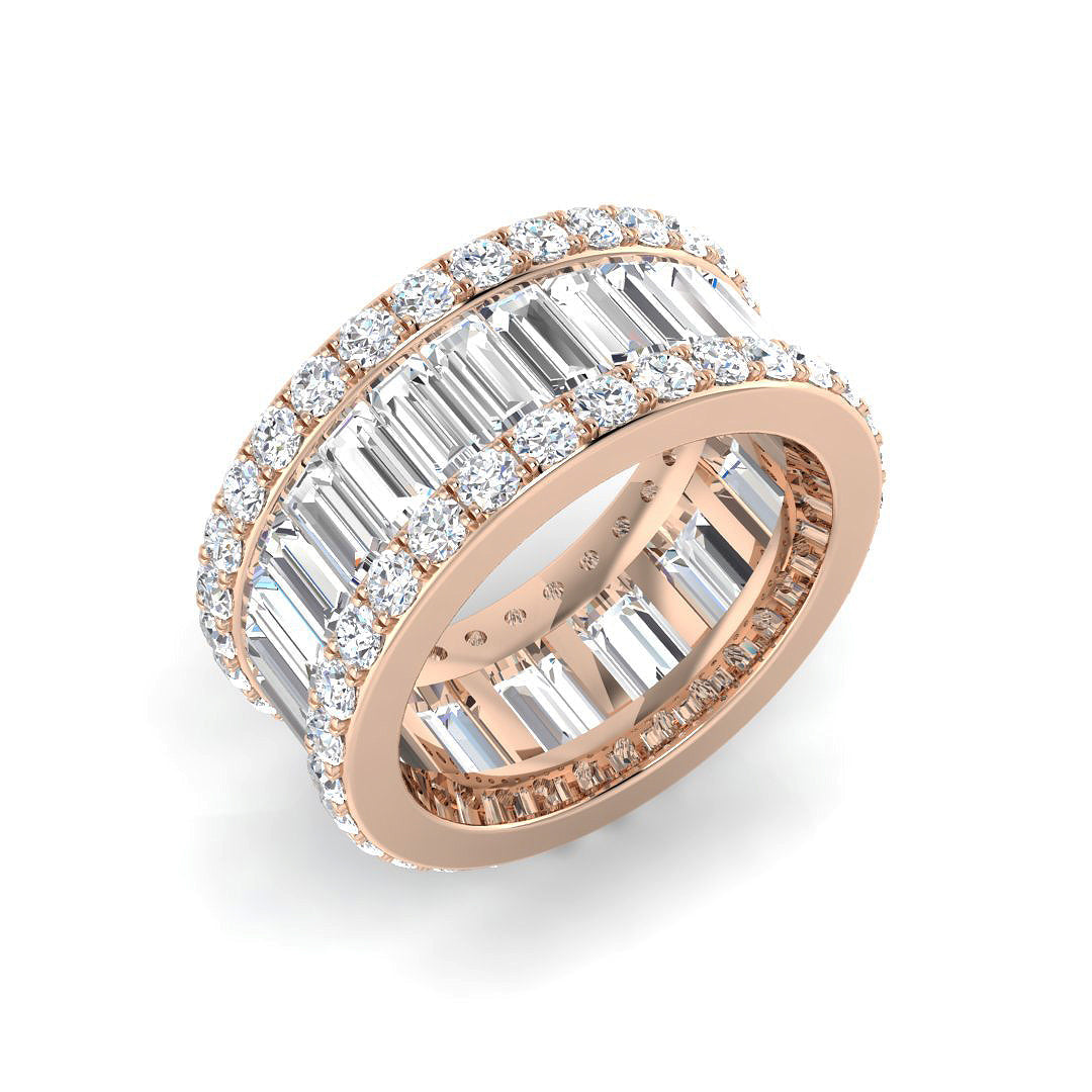 Baguette & Brilliant Diamond Ring 3.73ct–4.61ct – SL8062 – 18k Rose Gold