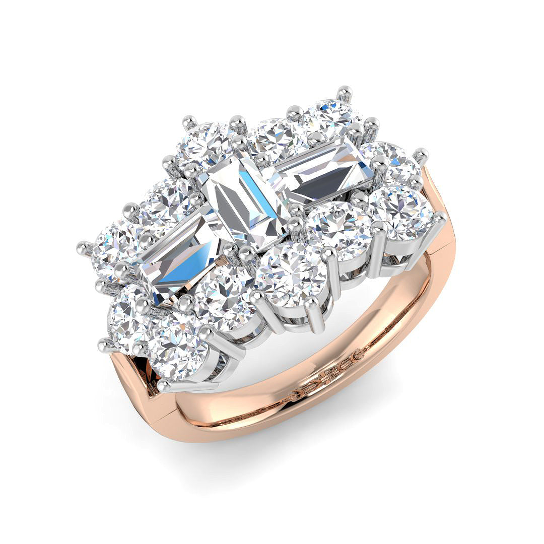 Baguette & Brilliant Diamond Ring 2.88ct – SL8212 – 18k Rose Gold