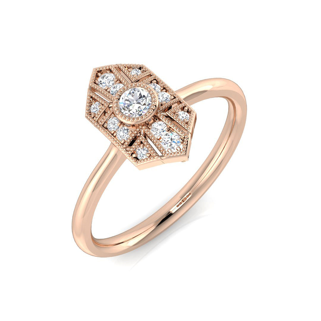 Vintage Diamond Ring 0.14ct – SL8429 – 18k Rose Gold