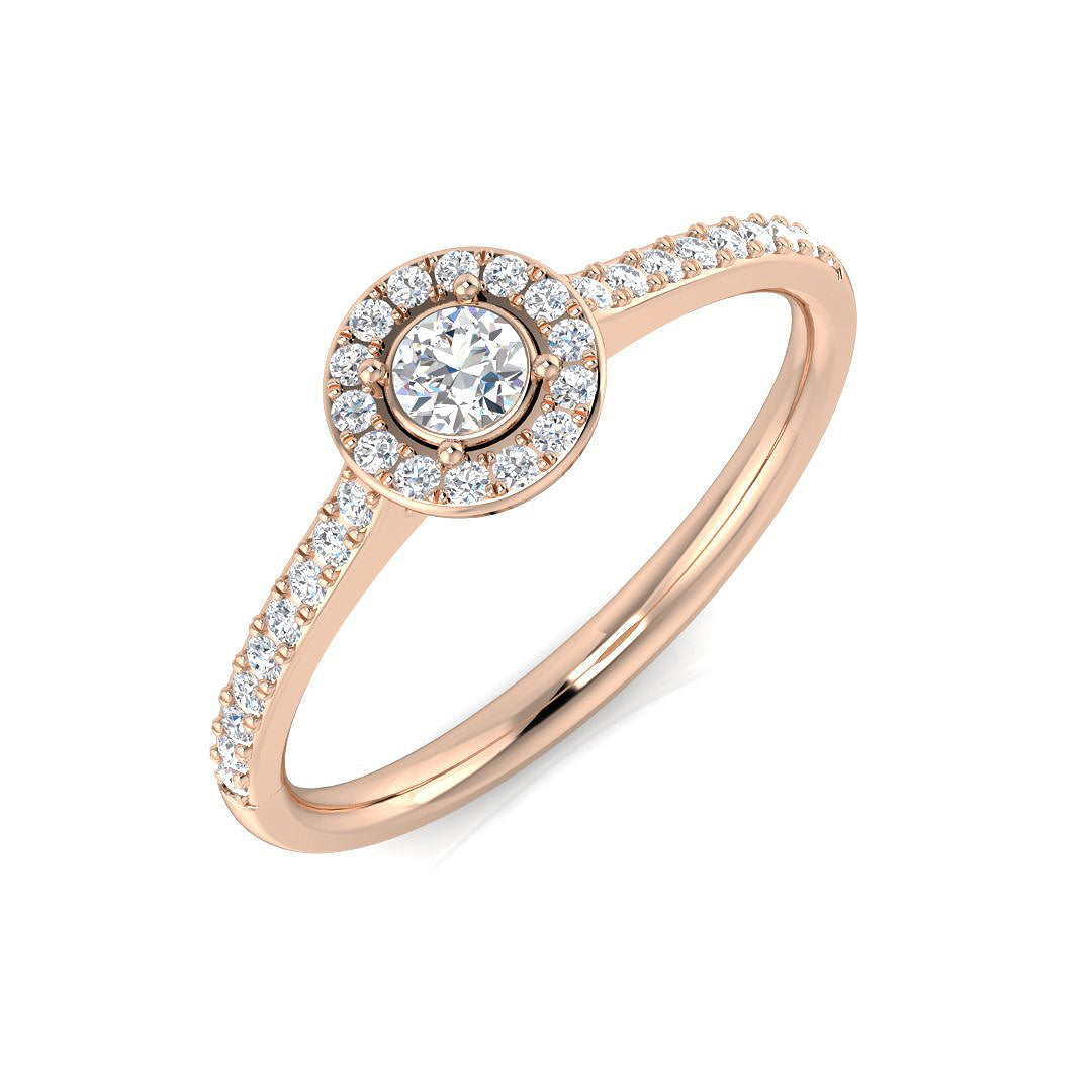 Halo Diamond Ring 0.19ct – SL8447 – 18k Rose Gold