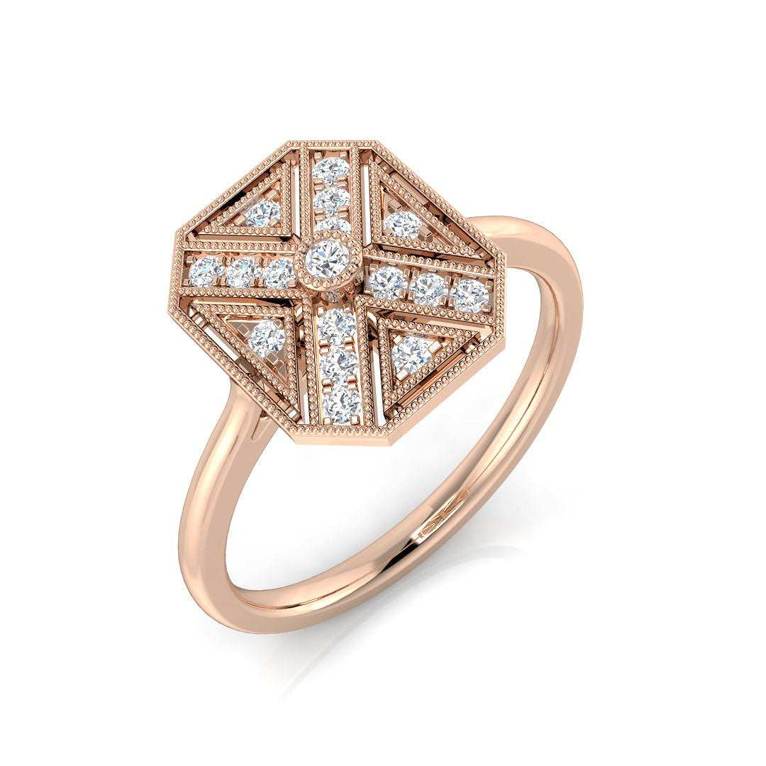 Vintage Diamond Ring 0.17ct – SL8573 – 18k Rose Gold
