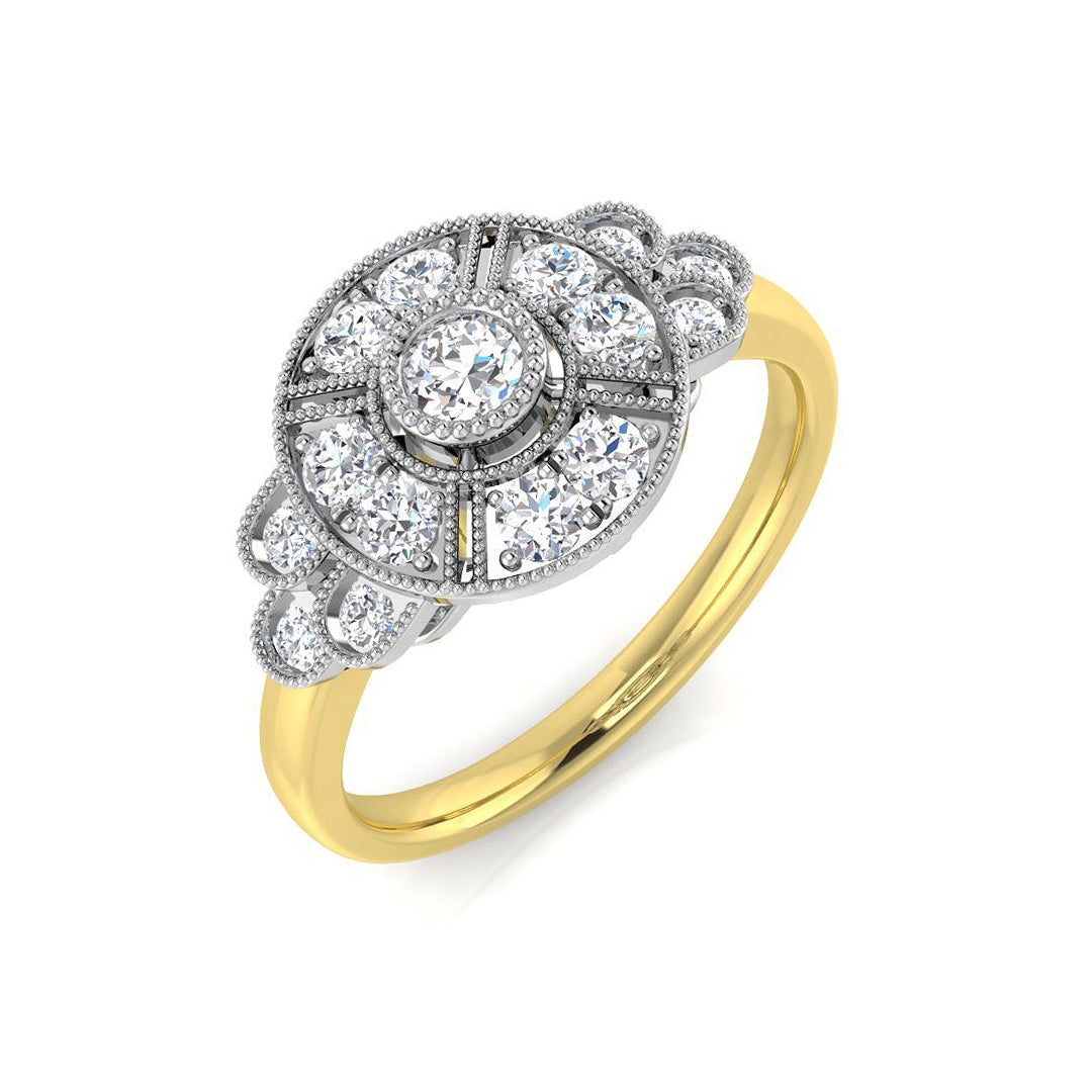 Vintage Diamond Ring 0.32ct–0.74ct – SL9158 – 18k Two Tone Gold
