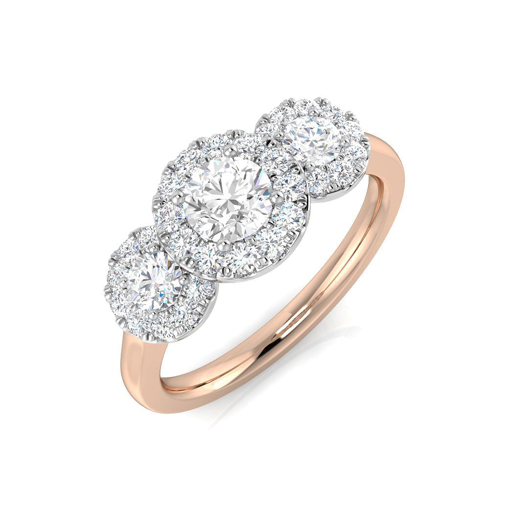 Three Stone Diamond Ring 0.88ct – SL9546 – 18k Rose Gold