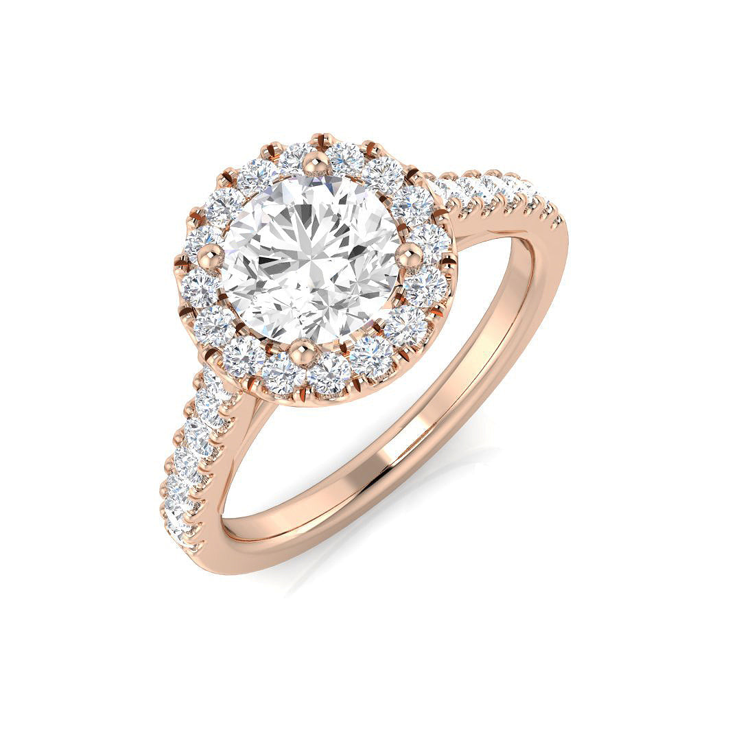 Halo Diamond Ring 1.69ct–1.71ct – SL9671 – 18k Rose Gold