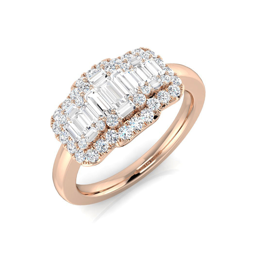 Baguette & Brilliant Diamond Ring 0.73ct – SL9808 – 18k Rose Gold
