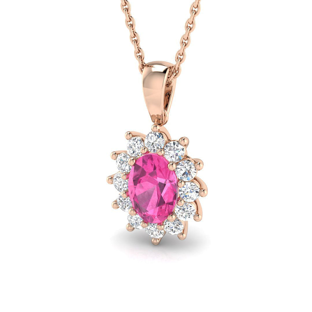 Pink Sapphire Diamond Ring 1.01ct–1.2ct – SP4565~PS – 18k Rose Gold
