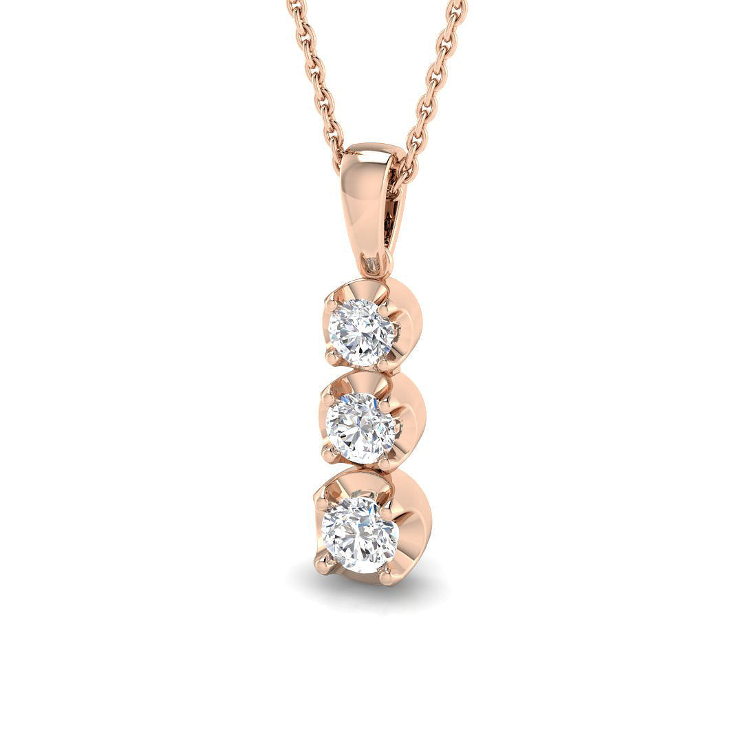 Drop & Trilogy Diamond Ring 0.28ct–0.54ct – SP6230 – 18k Rose Gold