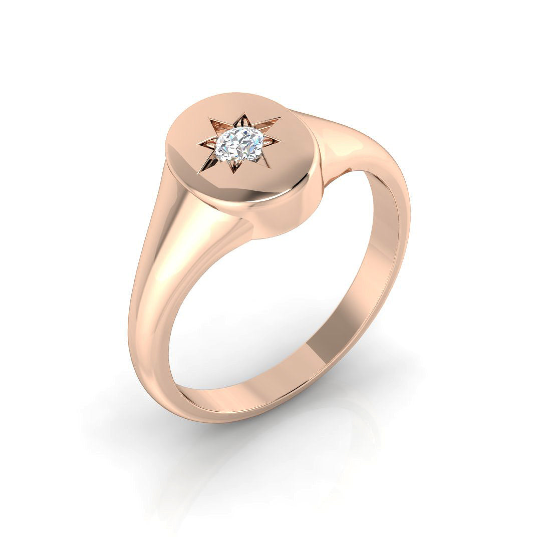 Signet Diamond Ring 0.05ct–0.1ct – SR1084 – 18k Rose Gold
