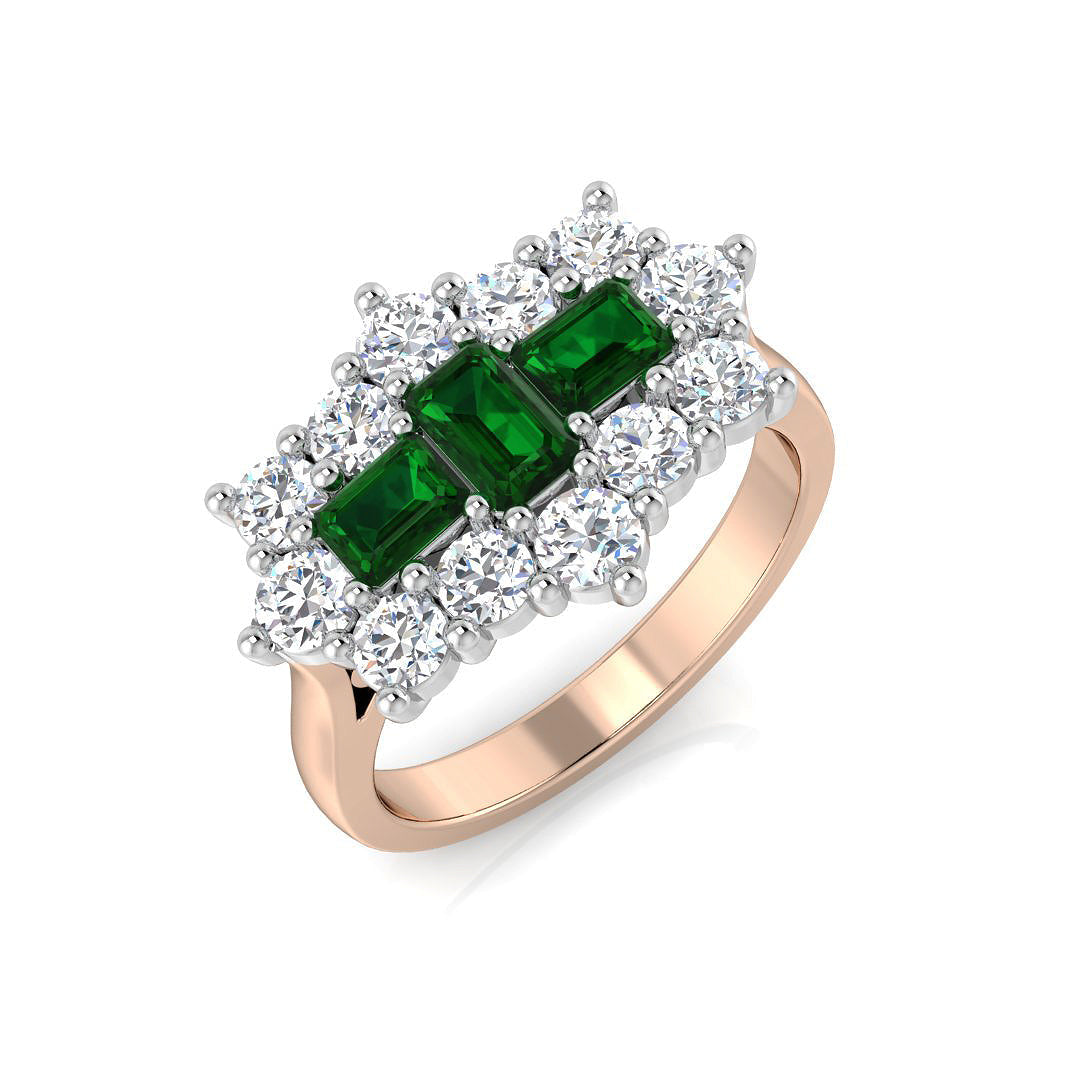 Emerald Diamond Ring 1.84ct–2.14ct – SR1877~EM – 18k Rose Gold
