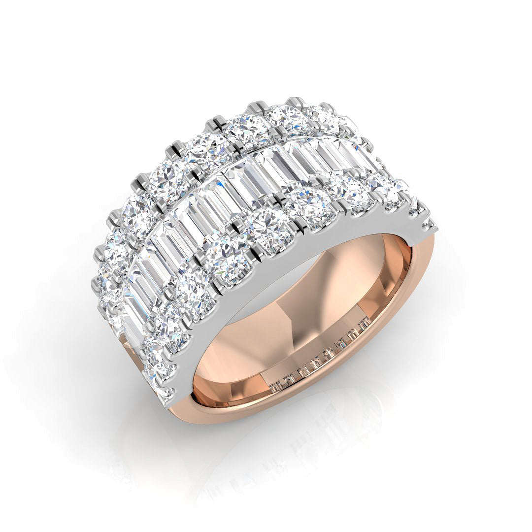 Baguette & Brilliant Diamond Ring 1.01ct–2.88ct – SR1888 – 18k Rose Gold