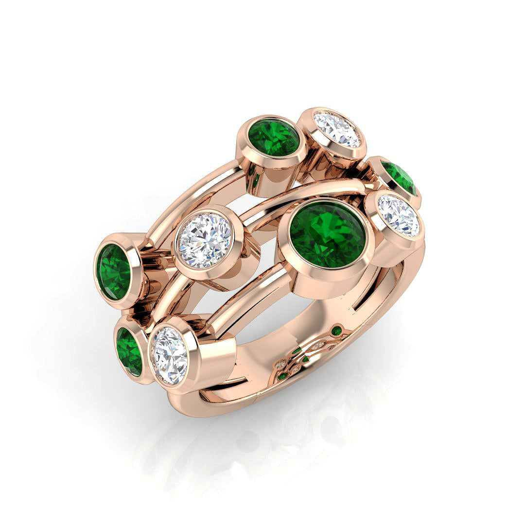 Bubble Diamond Ring 0.7ct–2.06ct – SL9944~EM – 18k Rose Gold