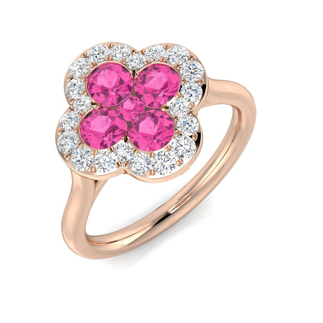 Clover Diamond Ring 0.42ct–1.42ct – SR2249~PS – 18k Rose Gold