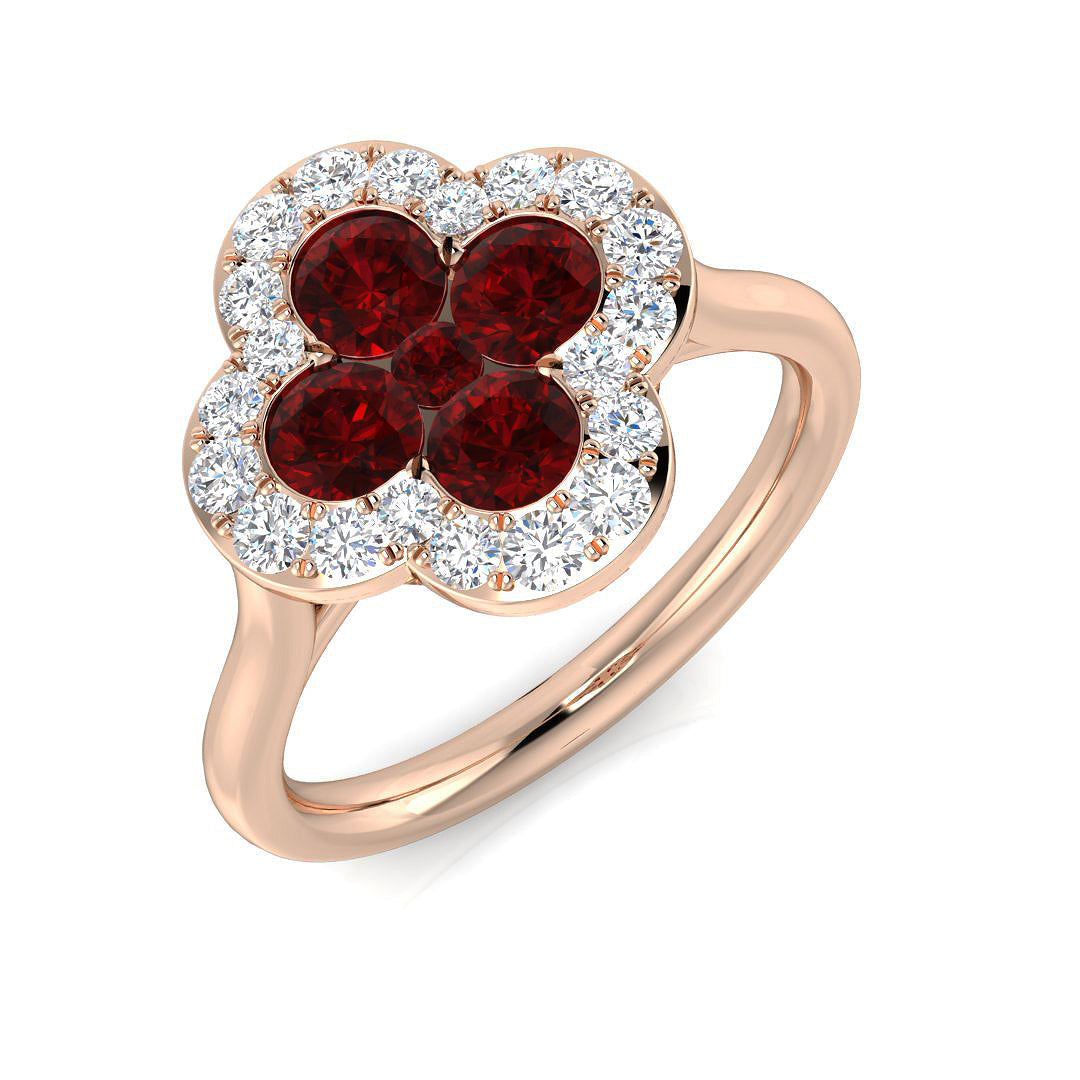 Clover Diamond Ring 1.47ct – SR2257~RY – 18k Rose Gold