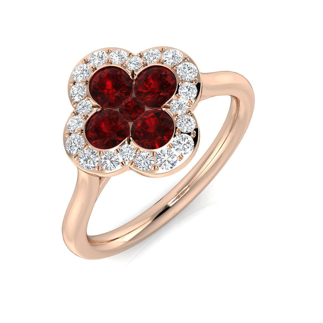 Clover Diamond Ring 0.88ct – SR2259~RY – 18k Rose Gold