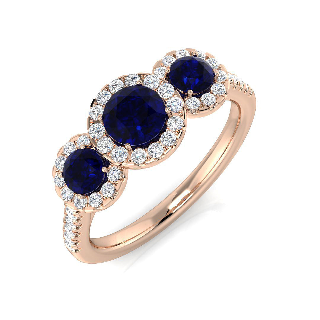 Three Stone Diamond Ring 0.74ct–1.2ct – SR2784~BS – 18k Rose Gold