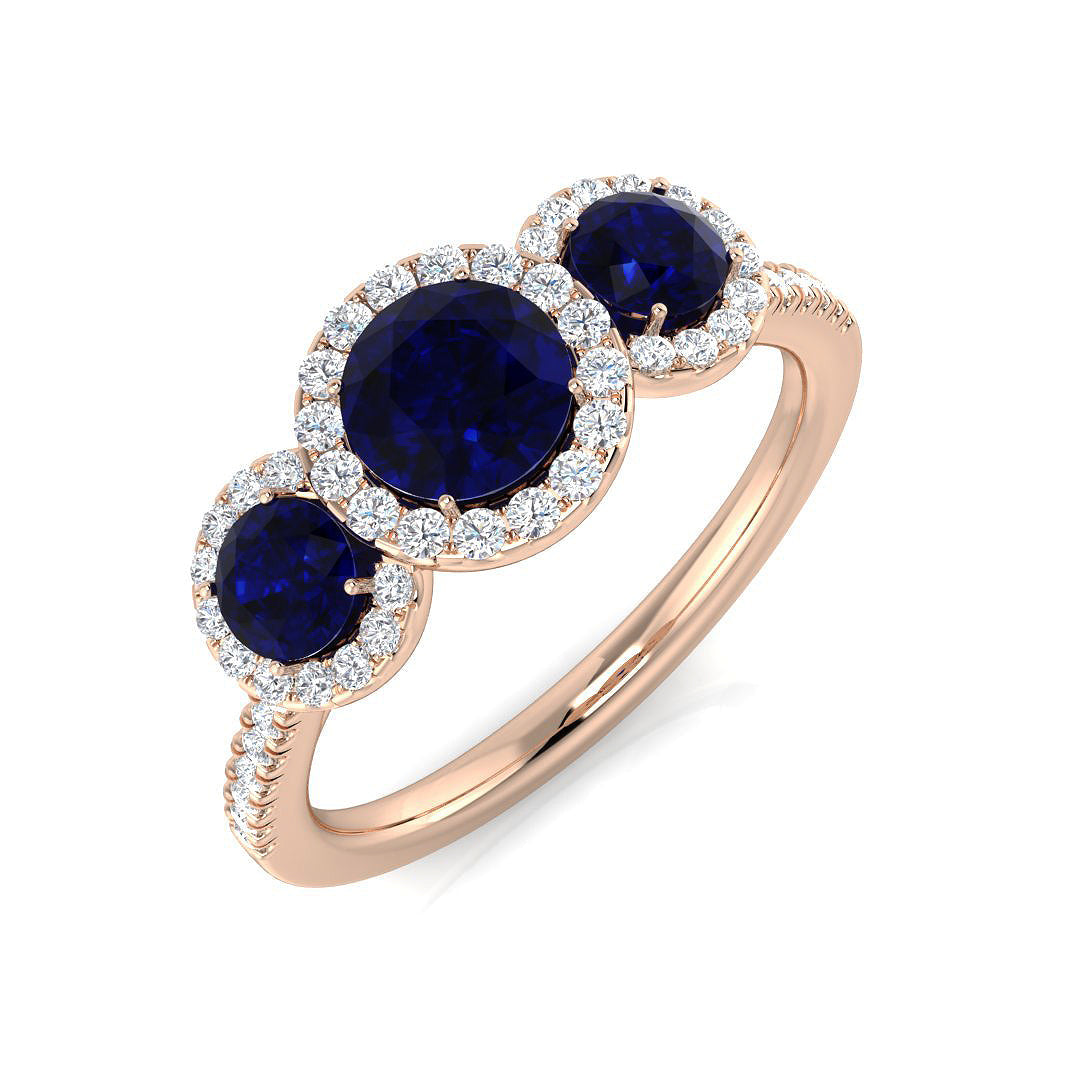 Three Stone Diamond Ring 1.06ct – SR2796~BS – 18k Rose Gold