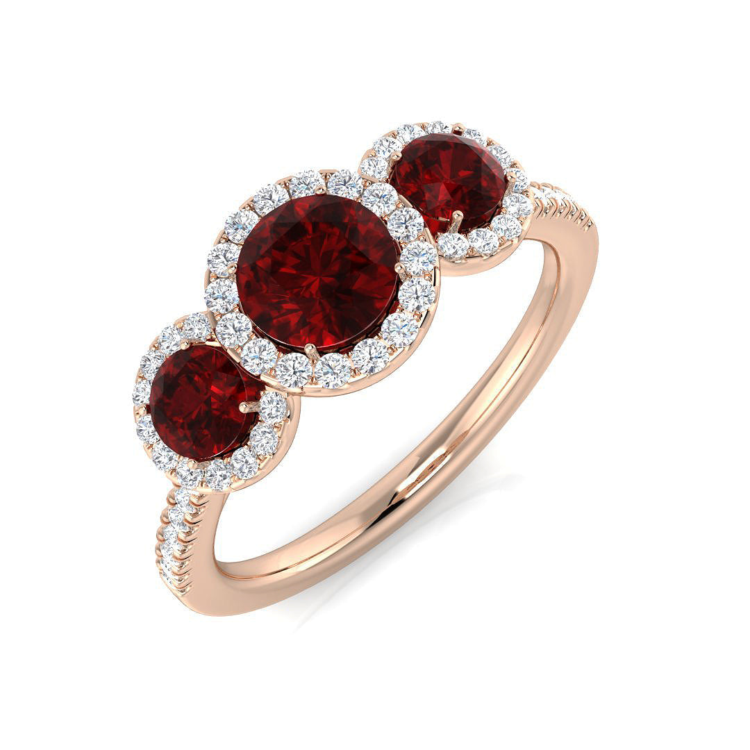Three Stone Diamond Ring 0.87ct–1.45ct – SR2784~RY – 18k Rose Gold
