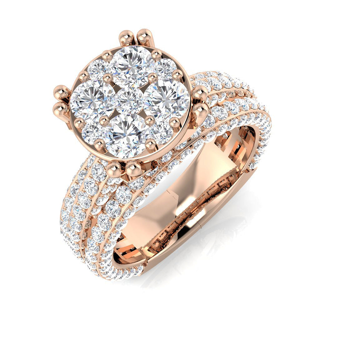 Cluster Diamond Ring 2.19ct–2.67ct – SR2843 – 18k Rose Gold
