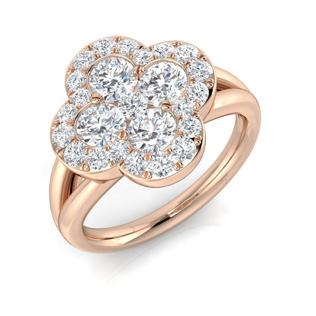 Clover Diamond Ring 0.59ct–1.42ct – SR2903 – 18k Rose Gold