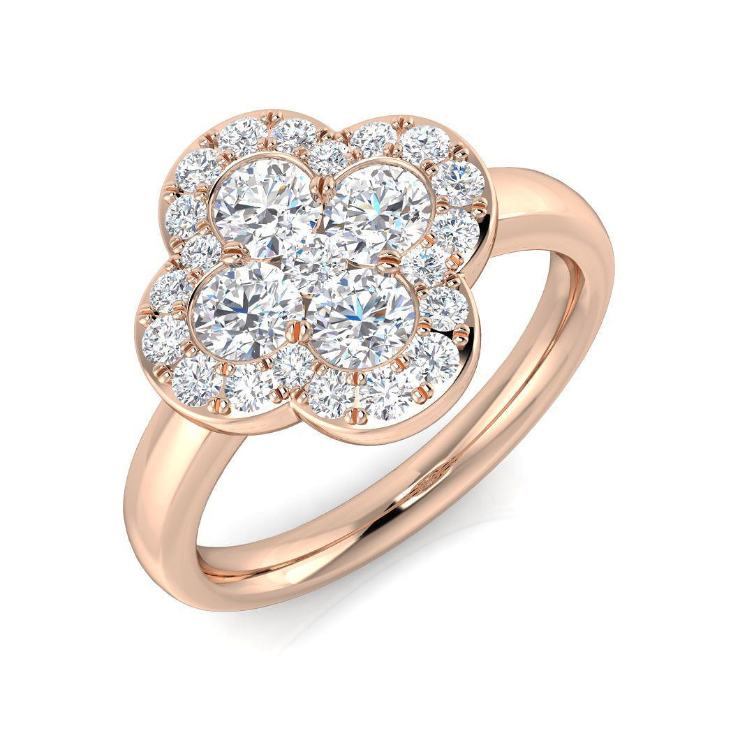 Clover Diamond Ring 0.35ct–1.13ct – SR1010 – 18k Rose Gold