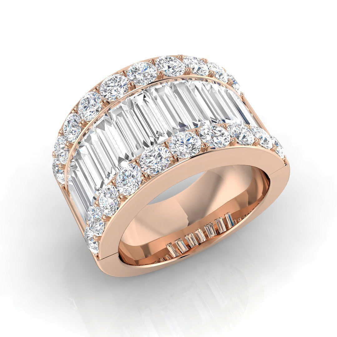 Baguette & Brilliant Diamond Ring 0.44ct–4.07ct – SR298 – 18k Rose Gold