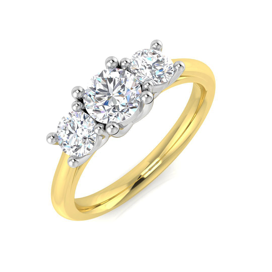Three Stone Diamond Ring 1.09ct – SR3167 – 18k Two Tone Gold