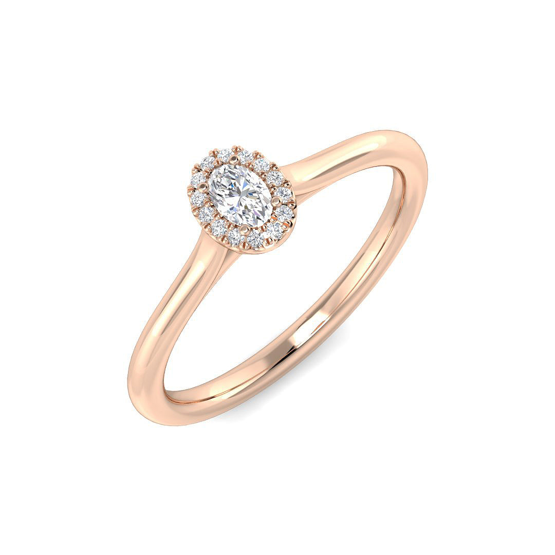 Halo Diamond Ring 0.14ct – SR3169 – 18k Rose Gold