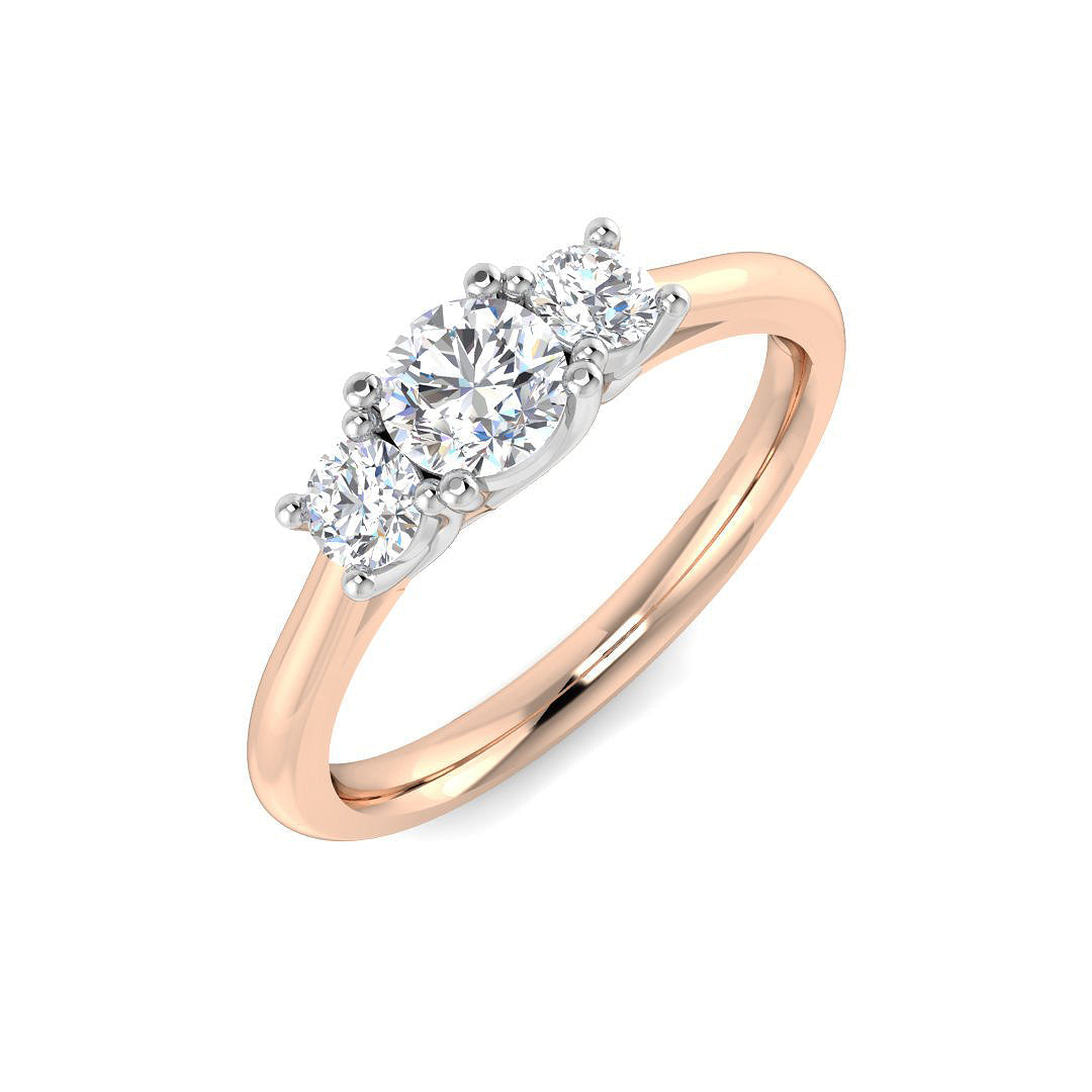 Three Stone Diamond Ring 0.67ct – SR3177 – 18k Rose Gold