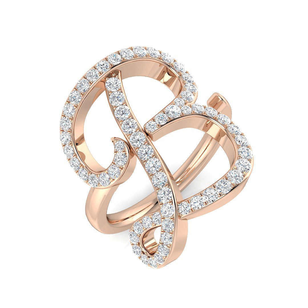 Initials Diamond Ring 0.75ct – SR3260-B – 18k Rose Gold