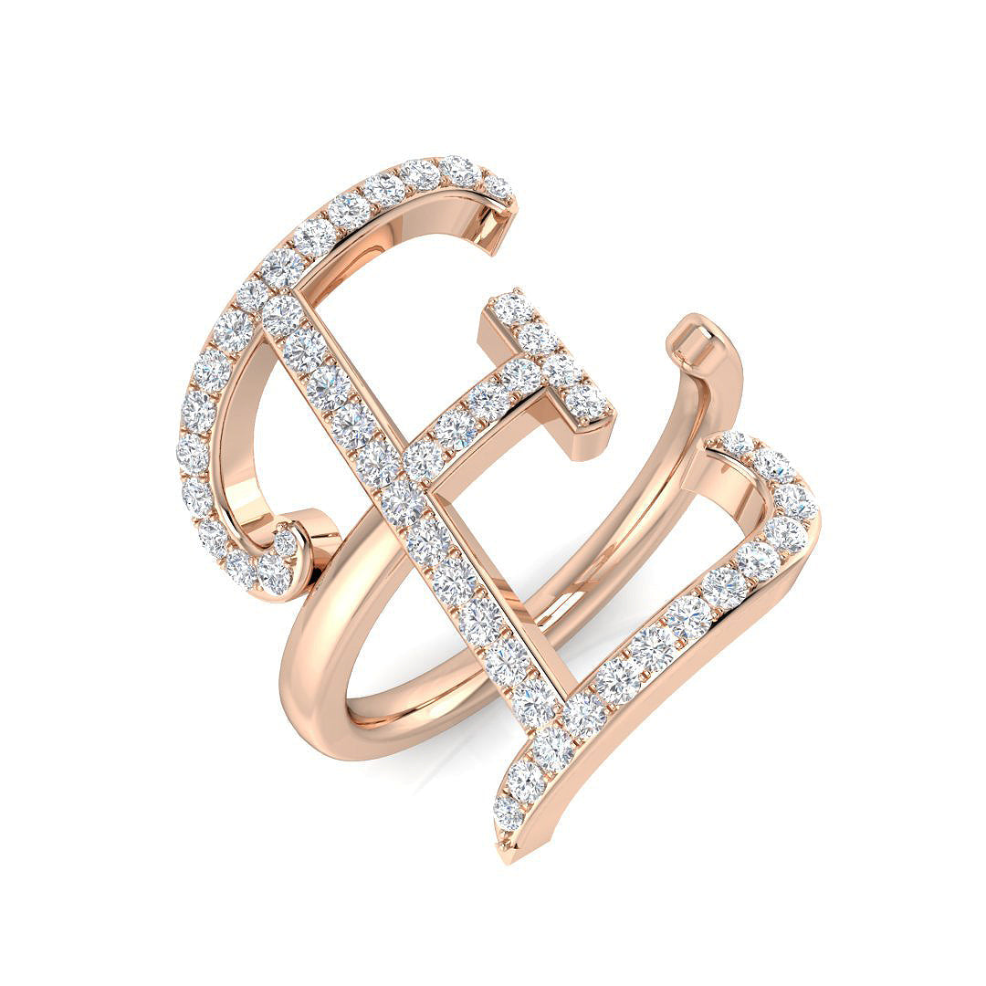 Initials Diamond Ring 0.55ct – SR3260-E – 18k Rose Gold