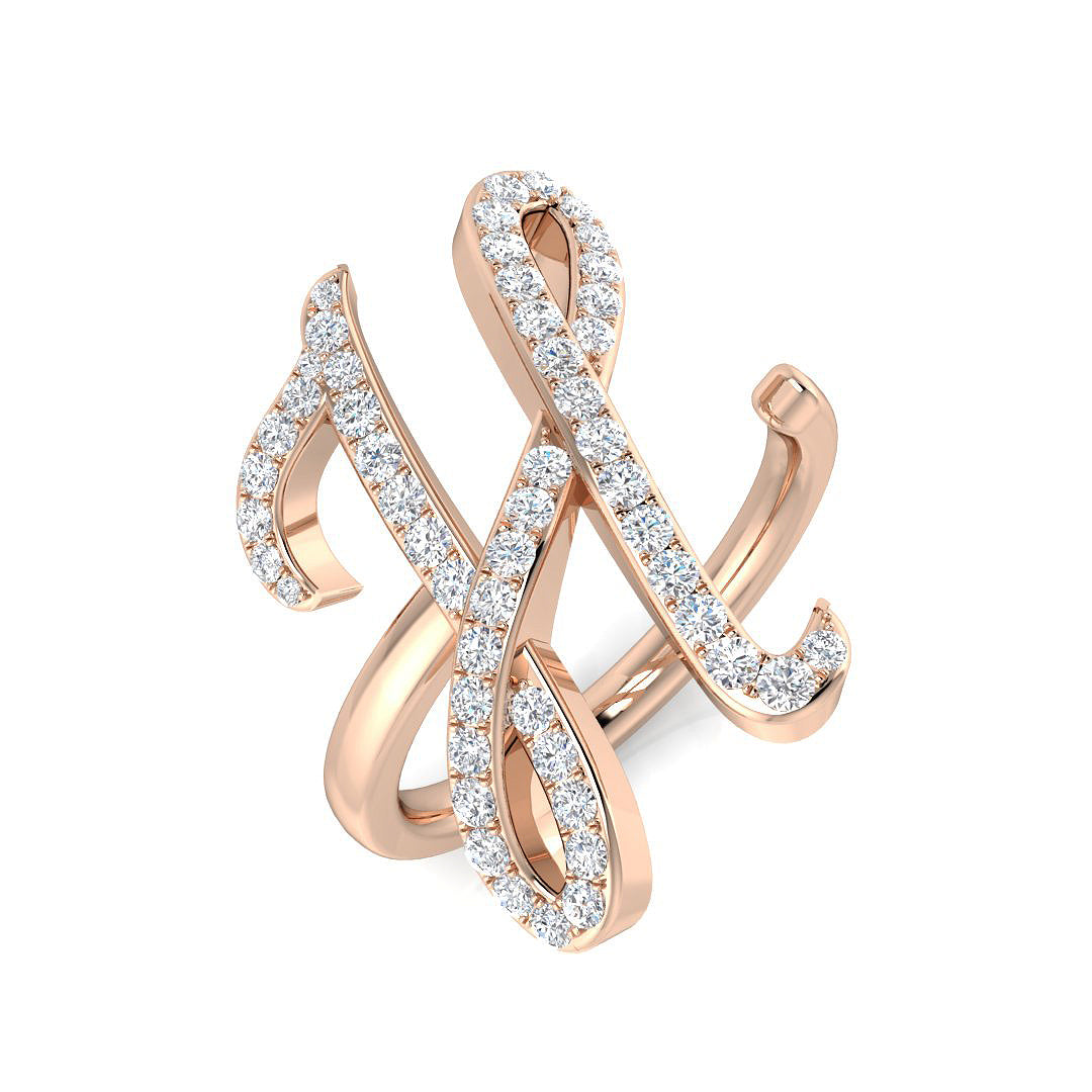 Initials Diamond Ring 0.55ct – SR3260-H – 18k Rose Gold