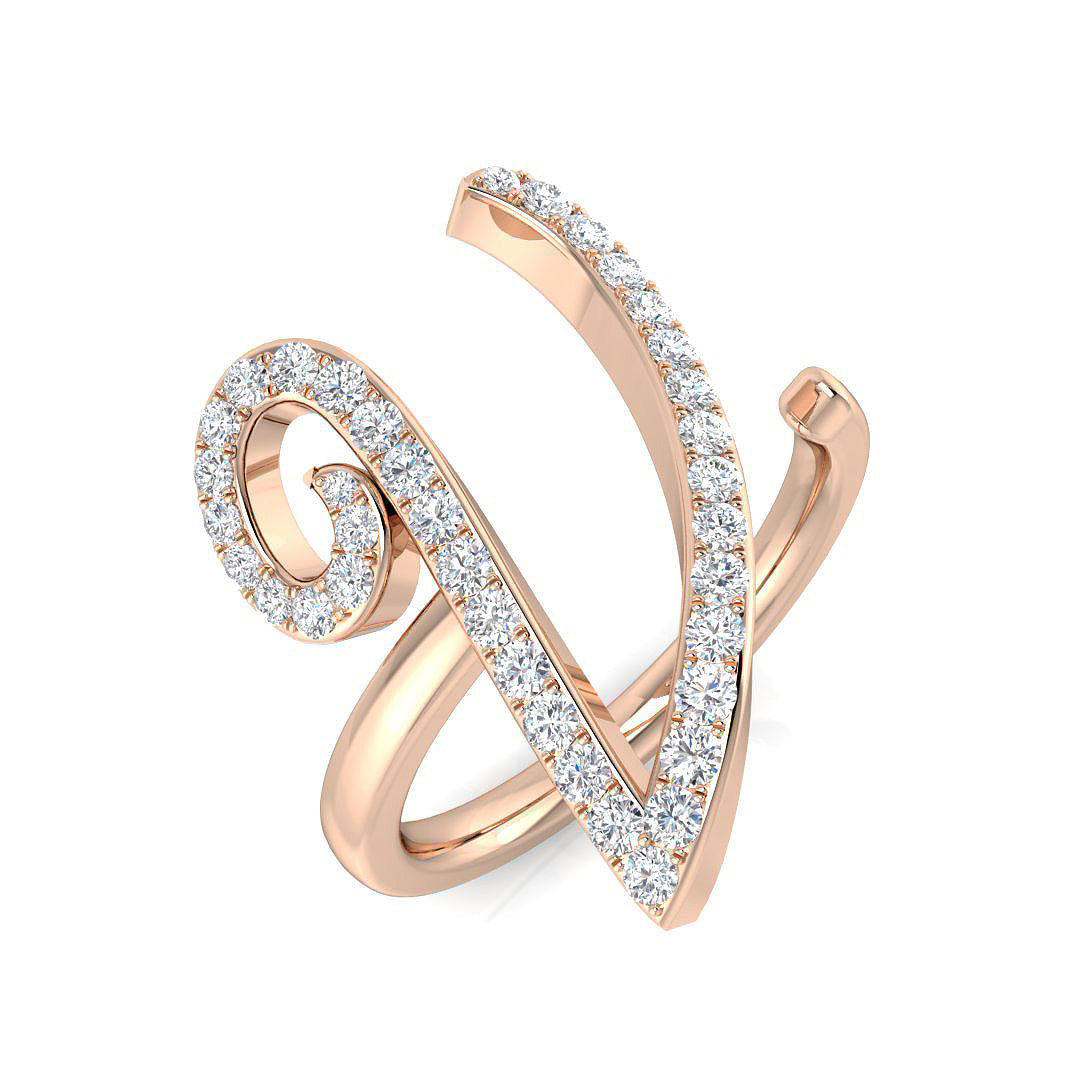 Initials Diamond Ring 0.45ct – SR3260-V – 18k Rose Gold