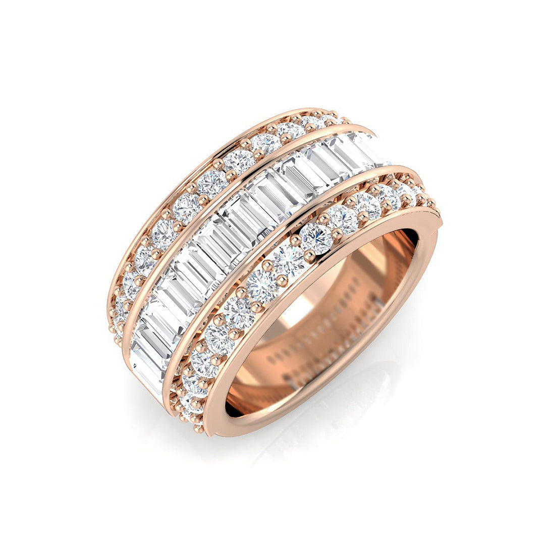 Baguette & Brilliant Diamond Ring 2.6ct – SR3475 – 18k Rose Gold