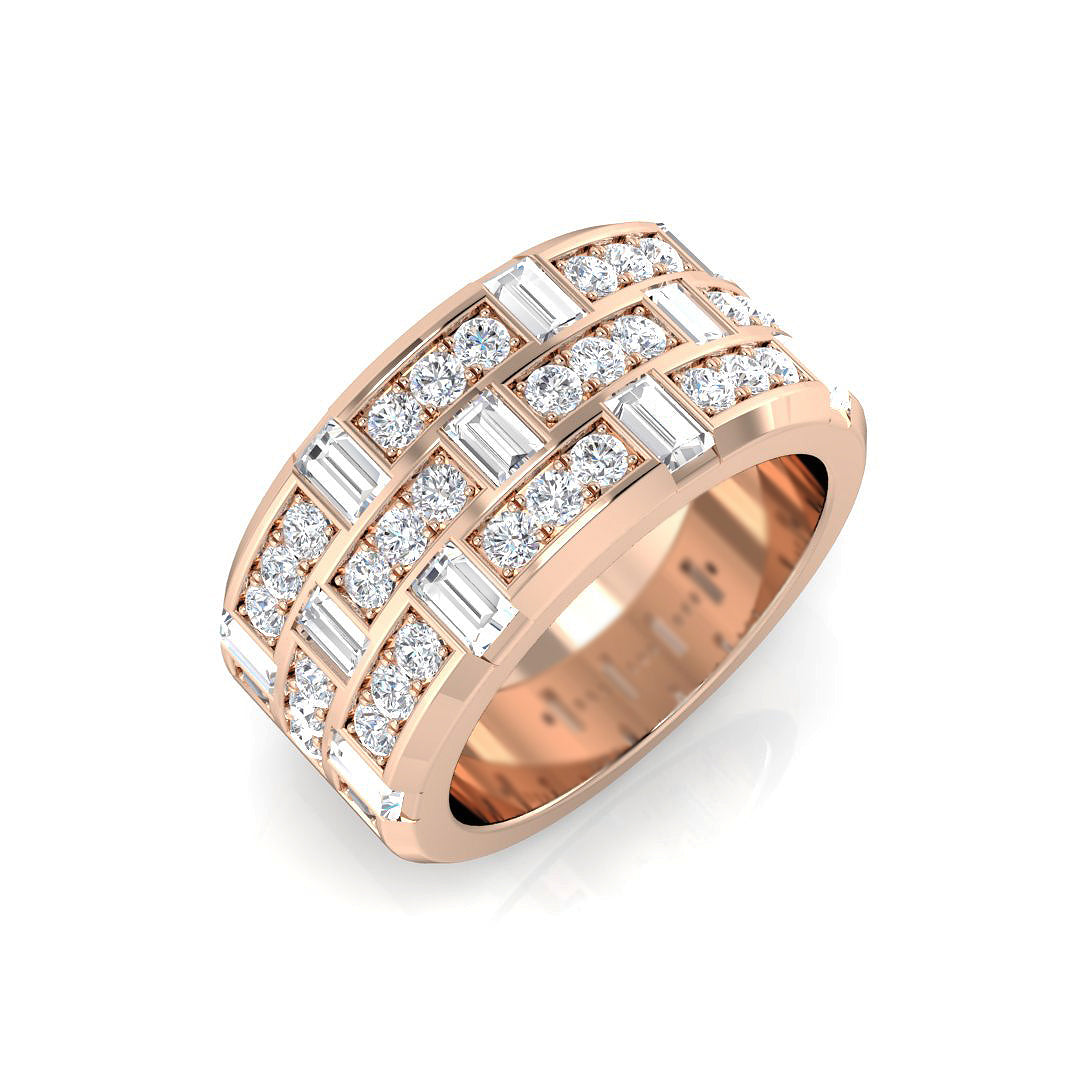 Baguette & Brilliant Diamond Ring 1.56ct – SR3481 – 18k Rose Gold